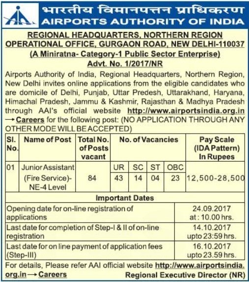 AAI Recruitment Airport authority of India Jobs for 10+2 Diploma