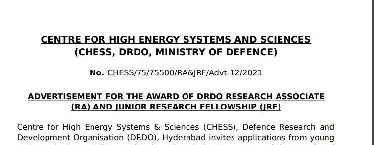 CHESS Recruitment in Hyderabad Telangana