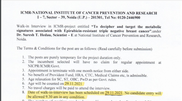 ICMR Recruitment 2021 for Graduates