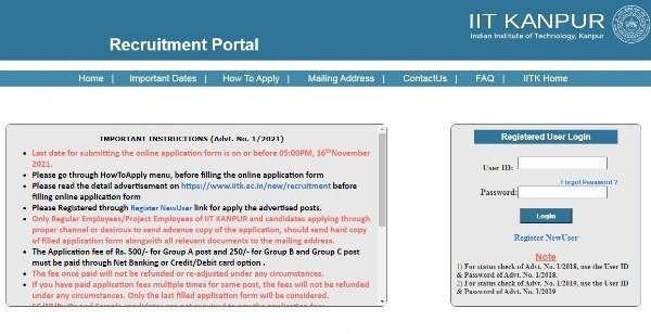 IIT Kanpur Recruitment for Administrative Technical Clerical Jobs in Uttarpradesh Indian Institute of Technology Kanpur Official Notification